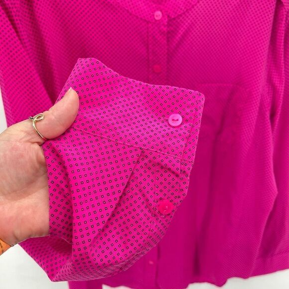 Apt 9 Womens Button Up Shirt Long Sleeve Geometric Pocket Pink Size XL - Picture 5 of 9